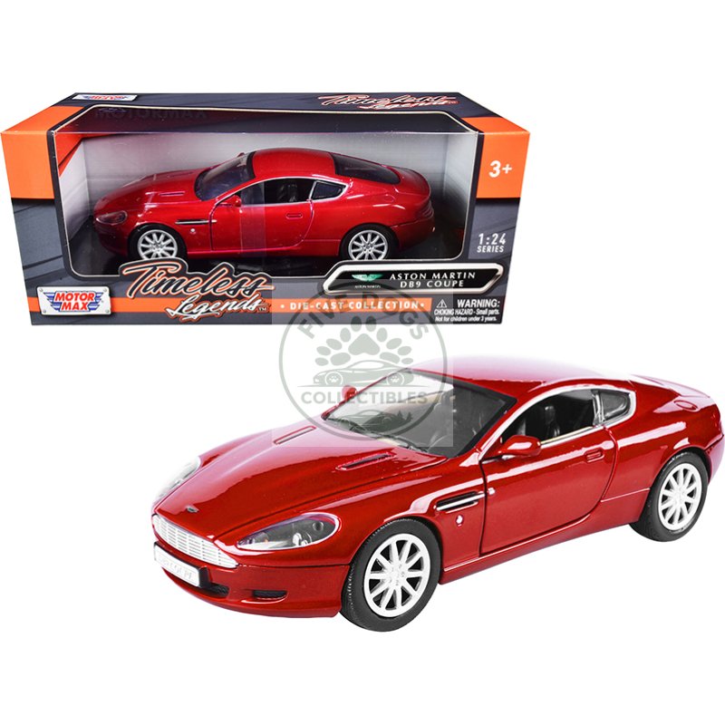 aston martin db9 coupe red "timeless legends" 1/24 diecast model car by motormax