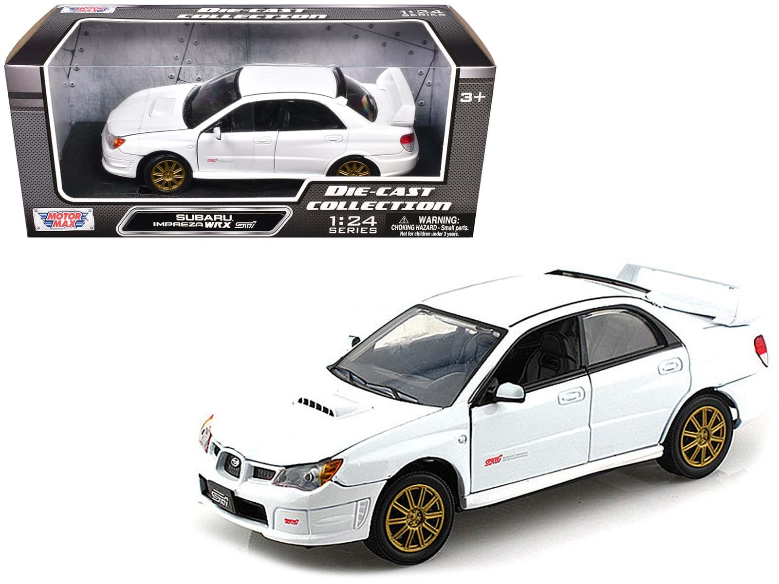 subaru impreza wrx sti white 1/24 diecast model car by motormax subaru impreza wrx sti white 1/24 diecast model car by motormax