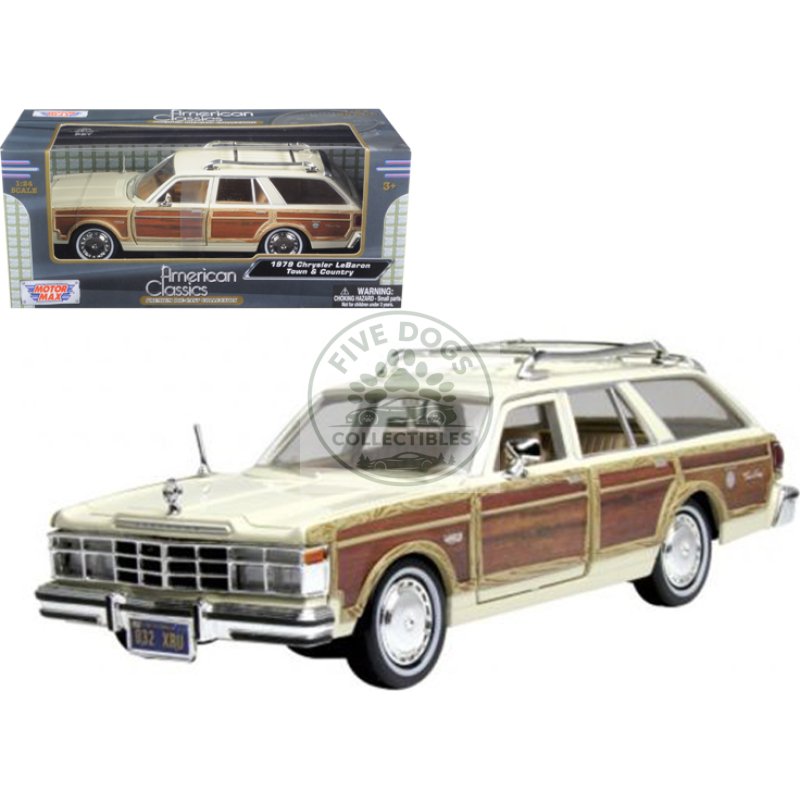 1979 chrysler lebaron town & country cream 1/24 diecast model car by motormax