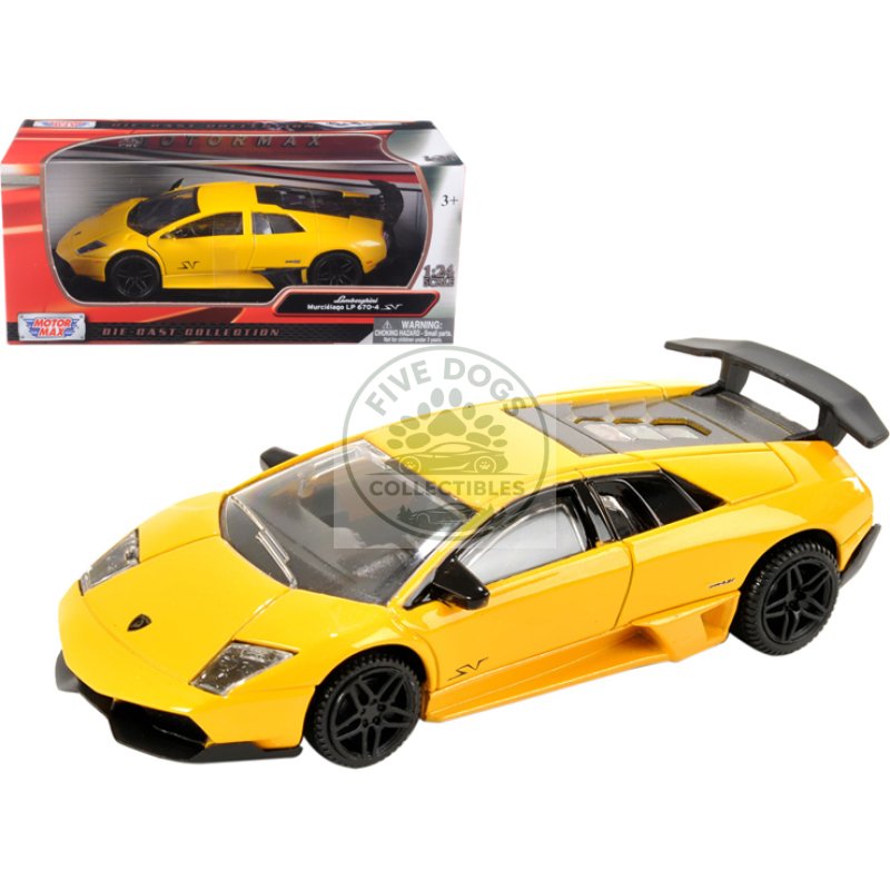 lamborghini murcielago lp 670 4 sv yellow 1/24 diecast model car by motormax