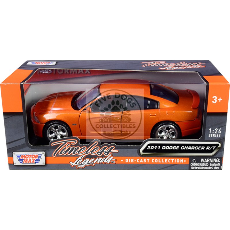 2011 dodge charger r/t hemi metallic orange 1/24 diecast model car by motormax
