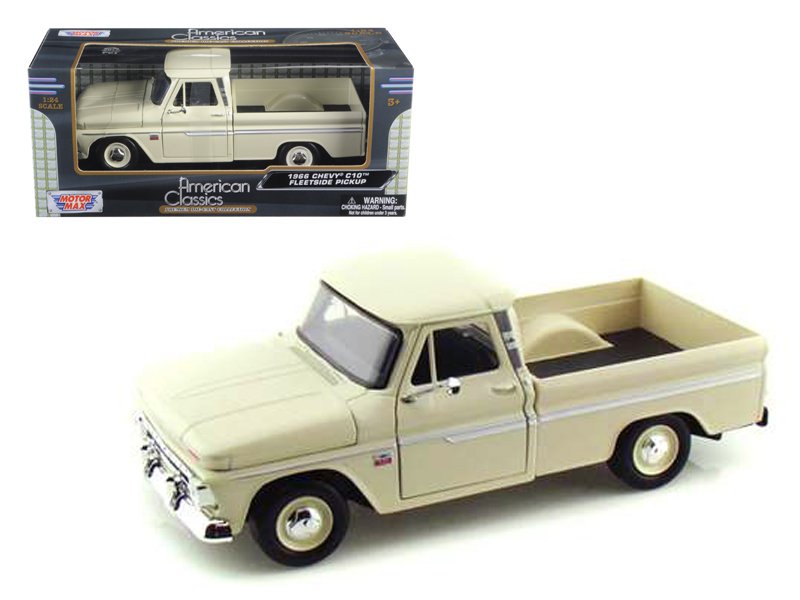 1966 chevrolet c10 fleetside pickup truck cream 1/24 diecast model car by motormax 1966 chevrolet c10 fleetside pickup truck cream 1/24 diecast model car by motormax