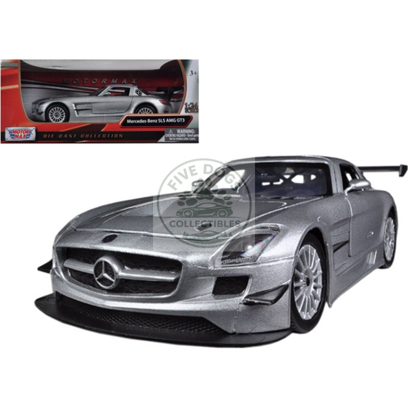 mercedes sls amg gt3 silver 1/24 diecast car model by motormax