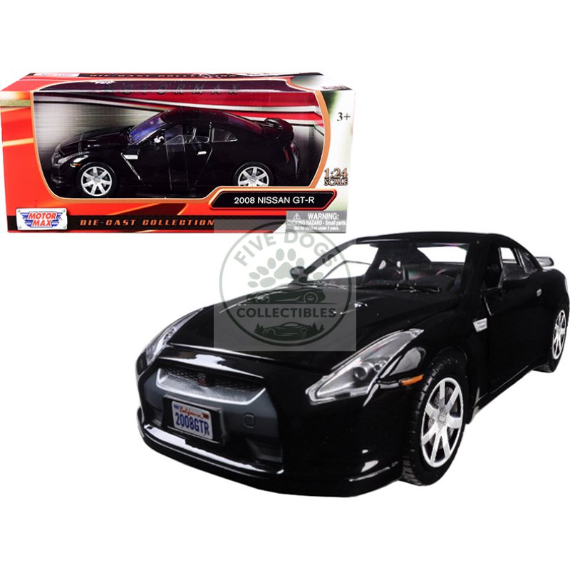 2008 nissan gt r r35 gloss black 1/24 diecast model car by motormax