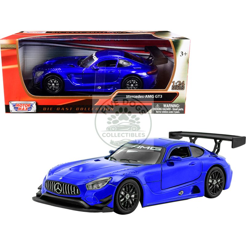 mercedes amg gt3 bright blue 1/24 diecast model car by motormax