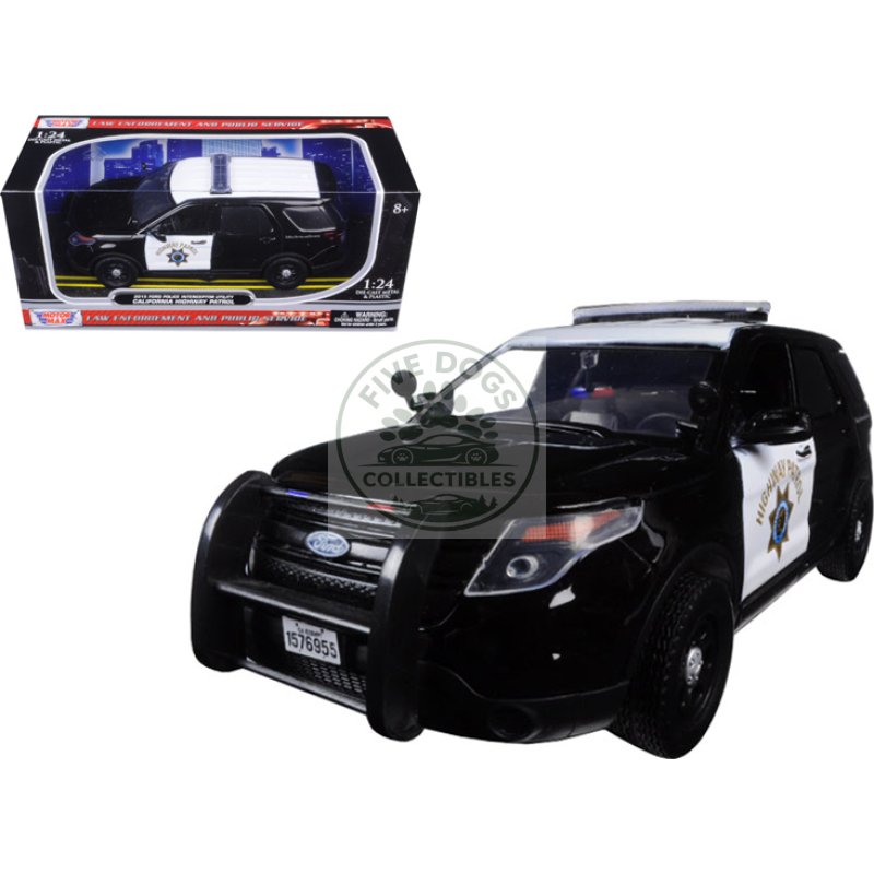 2015 ford interceptor police utility "california highway patrol" (chp) black and white 1/24 diecast model car by motormax