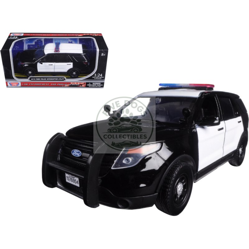 2015 ford police interceptor utility unmarked black and white 1/24 diecast model car by motormax