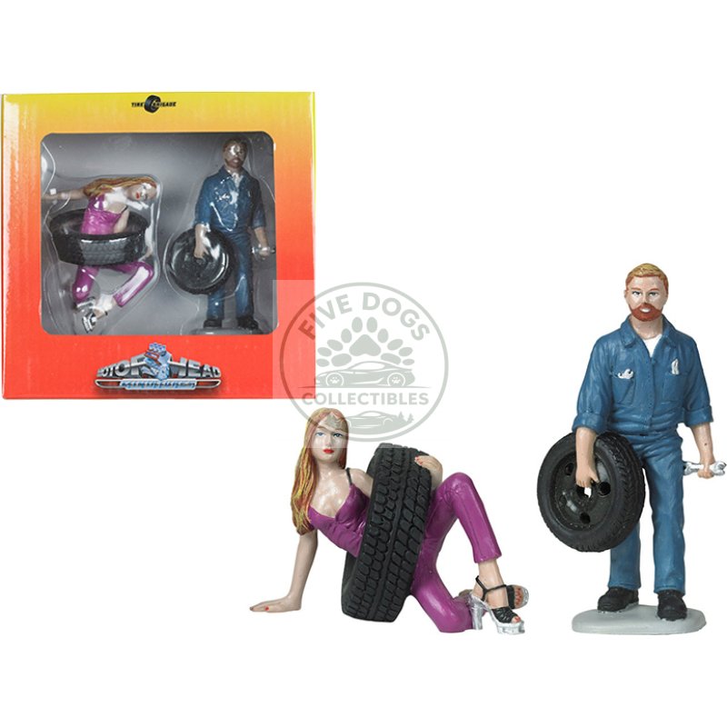 val and gary tire brigade 2 piece figurine set 1/18 by motorhead miniatures