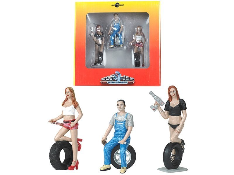 andie, derek and michele tire brigade 3 piece figurine set 1/24 by motorhead miniatures andie, derek and michele tire brigade 3 piece figurine set 1/24 by motorhead miniatures