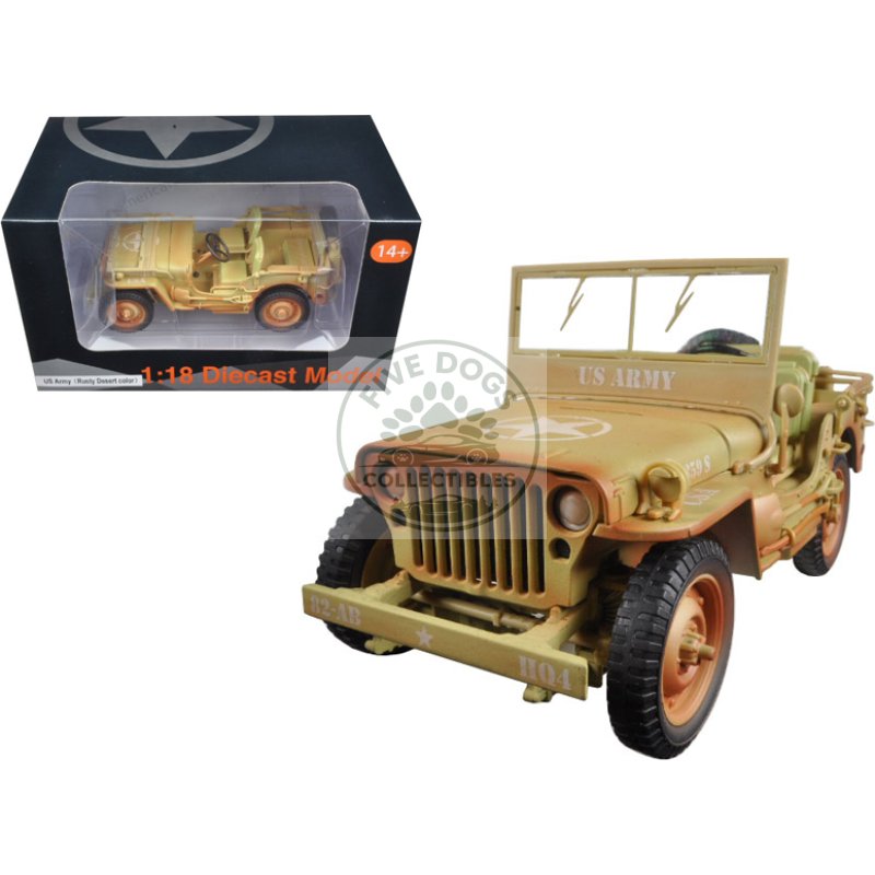 us army vehicle wwii desert sand weathered version 1/18 diecast model car by american diorama