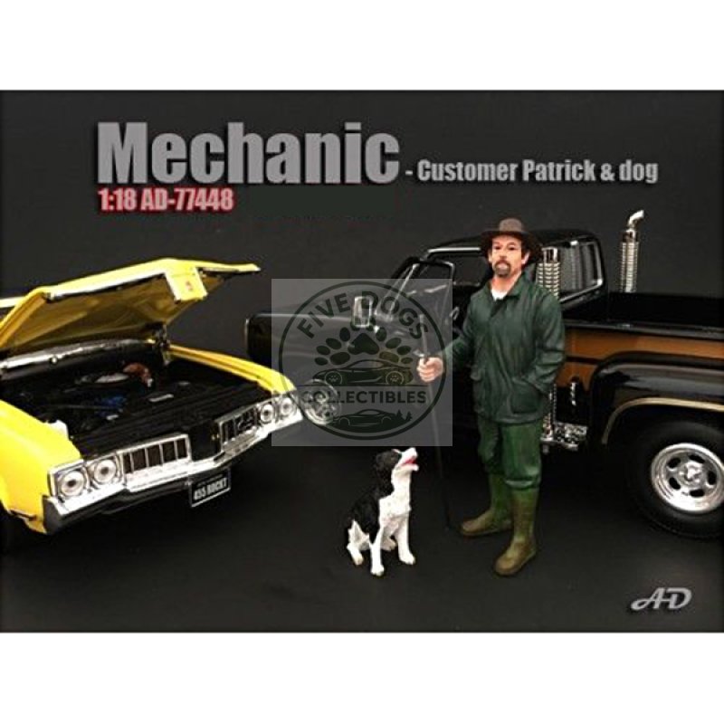 customer patrick and a dog figurine / figure for 1:18 models by american diorama