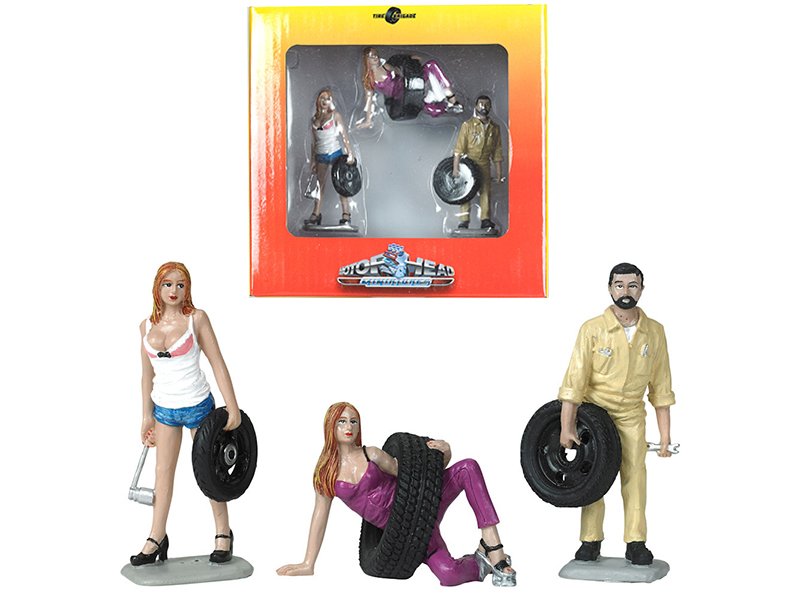 val, meg and gary tire brigade 3 piece figurine set 1/24 by motorhead miniatures val, meg and gary tire brigade 3 piece figurine set 1/24 by motorhead miniatures