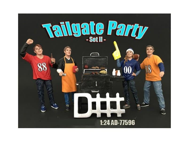 "tailgate party" set ii 4 piece figurine set for 1/24 scale models by american diorama "tailgate party" set ii 4 piece figurine set for 1/24 scale models by american diorama