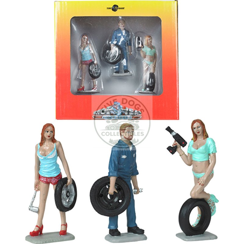 michelle, meg and gary tire brigade 3 piece figurine set 1/24 by motorhead miniatures
