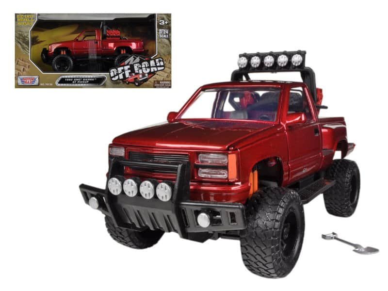 1992 gmc sierra gt pickup truck off road red 1/24 diecast model by motormax 1992 gmc sierra gt pickup truck off road red 1/24 diecast model by motormax