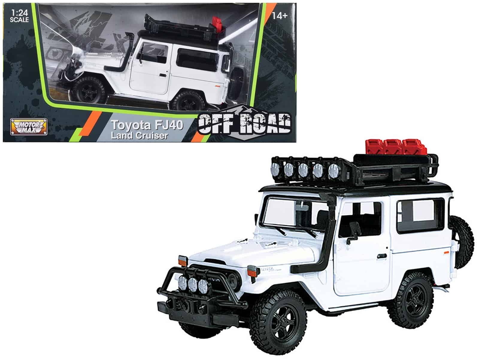 toyota fj40 land cruiser white "4x4 overlanders" series 1/24 diecast model car by motormax toyota fj40 land cruiser white "4x4 overlanders" series 1/24 diecast model car by motormax
