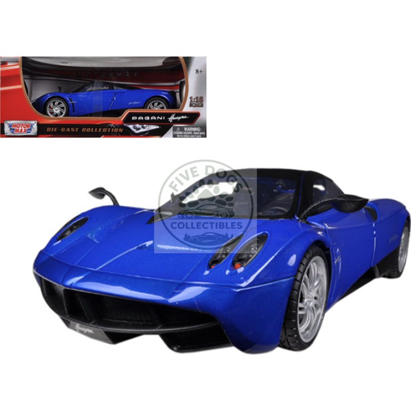 pagani huayra blue with black top 1/18 diecast model car by motormax