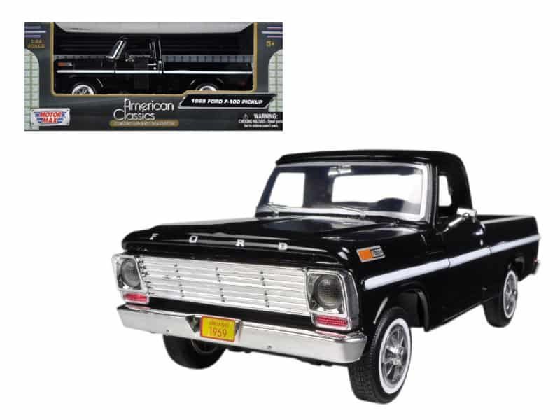 1969 ford f 100 pickup truck black 1/24 diecast model car by motormax 1969 ford f 100 pickup truck black 1/24 diecast model car by motormax