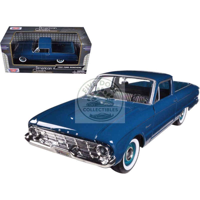 1960 ford falcon ranchero pickup blue 1/24 diecast model car by motormax