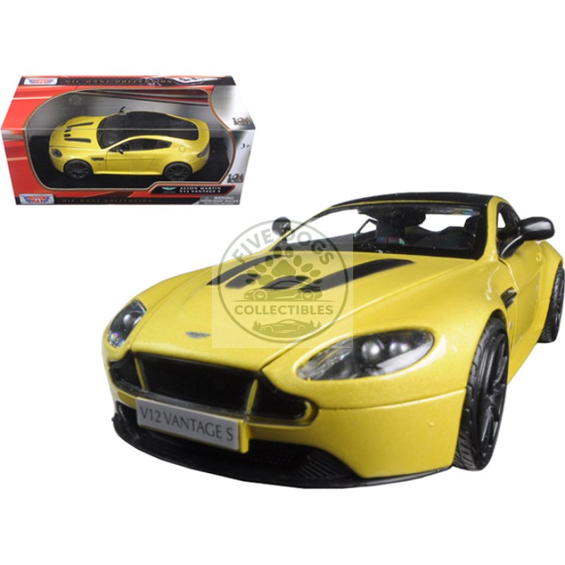 aston martin vantage s v12 yellow 1/24 diecast model car by motormax