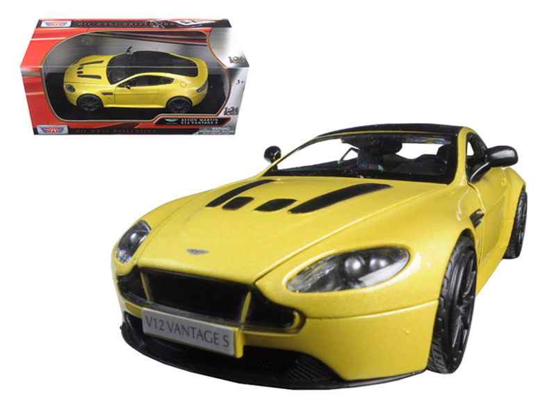 aston martin vantage s v12 yellow 1/24 diecast model car by motormax aston martin vantage s v12 yellow 1/24 diecast model car by motormax