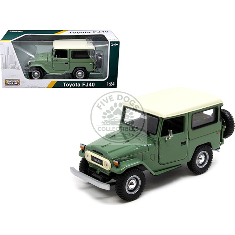 toyota fj40 medium green 1/24 diecast model car by motormax