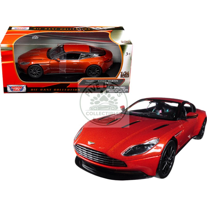 aston martin db11 copper orange 1/24 diecast model car by motormax