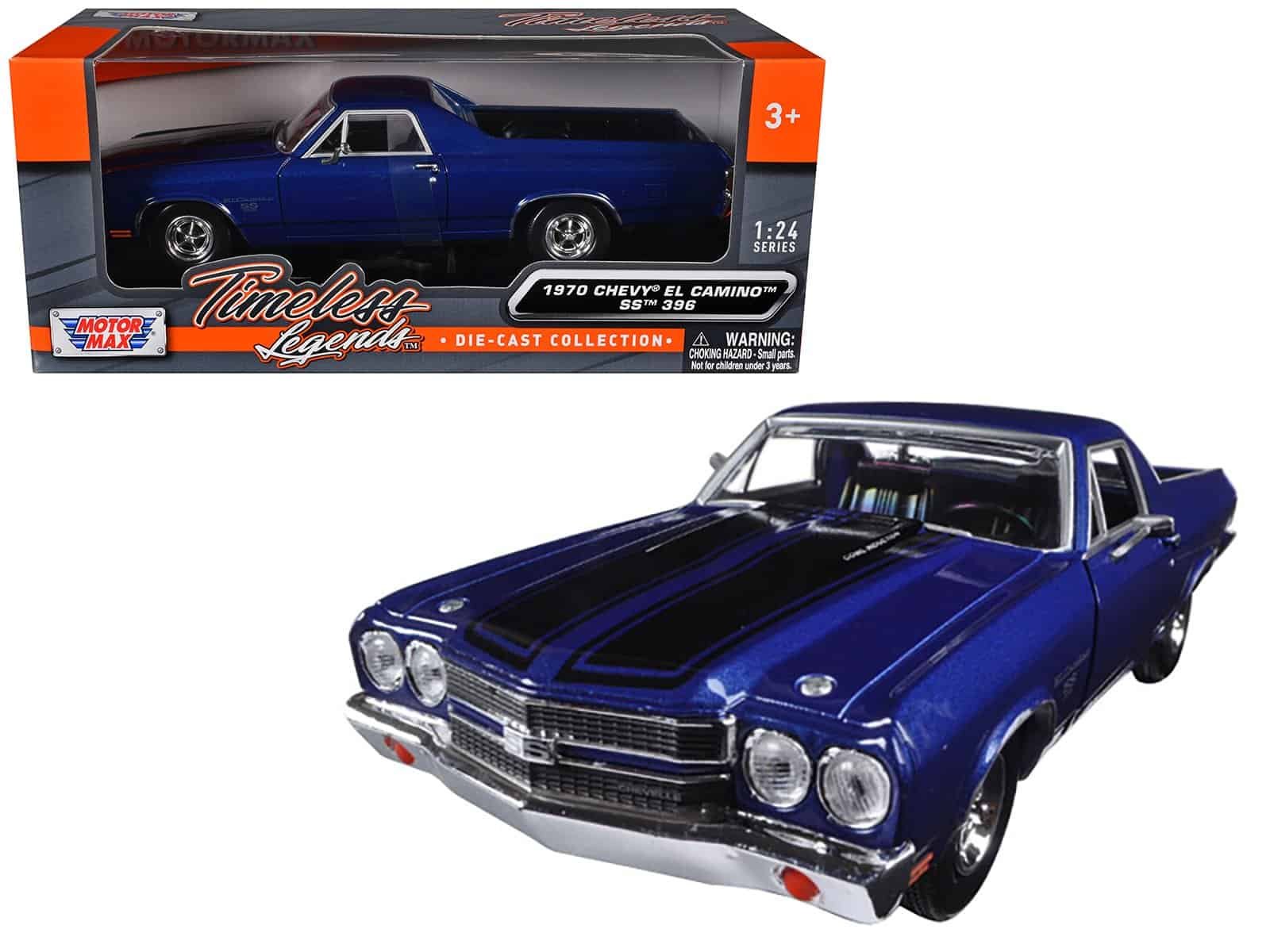 1970 chevrolet el camino ss 396 dark blue metallic with black stripes 1/24 diecast model car by motormax 1970 chevrolet el camino ss 396 dark blue metallic with black stripes 1/24 diecast model car by motormax