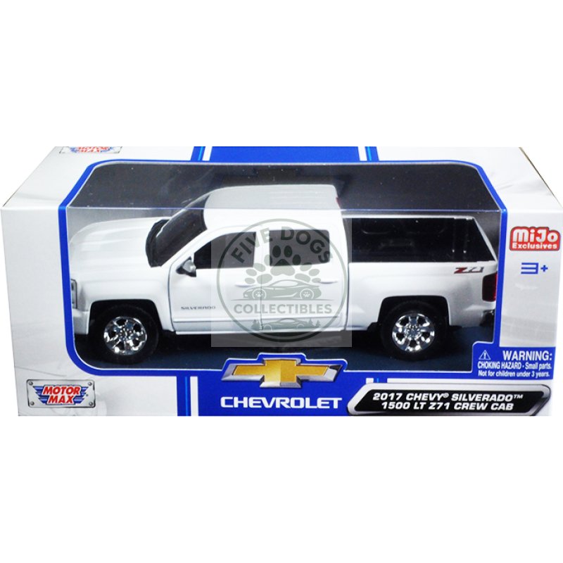 2017 chevrolet silverado 1500 lt z71 crew cab pickup truck white 1/27 diecast model car by motormax