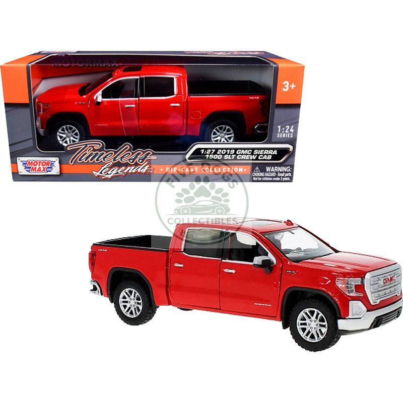 2019 gmc sierra 1500 slt crew cab pickup truck red 1/24 1/27 diecast model car by motormax