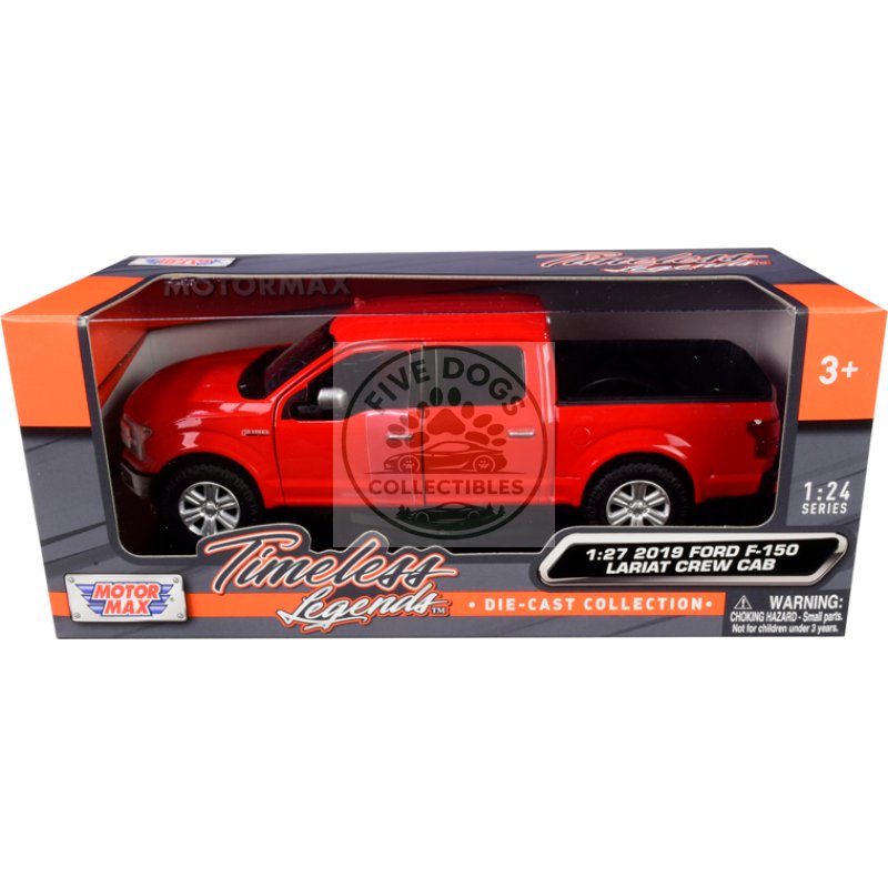 2019 ford f 150 lariat crew cab pickup truck red 1/24 1/27 diecast model car by motormax
