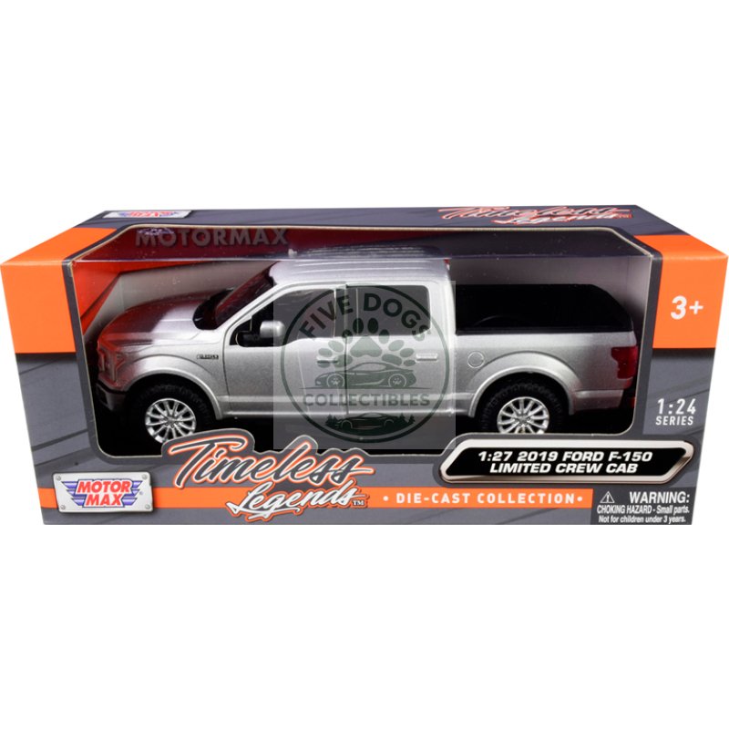 2019 ford f 150 limited crew cab pickup truck metallic silver 1/24 1/27 diecast model car by motormax