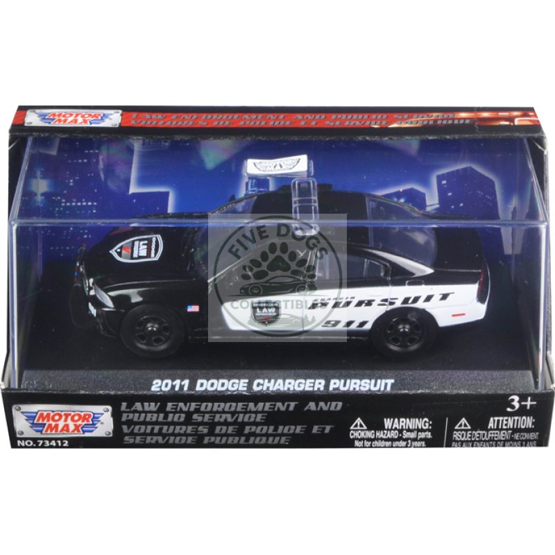 2011 dodge charger pursuit police car in display showcase 1/43 diecast model car by motormax