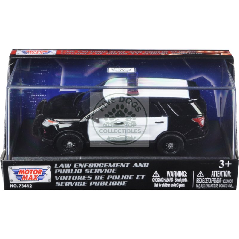 2015 ford police interceptor utility plain black and white 1/43 diecast model car by motormax