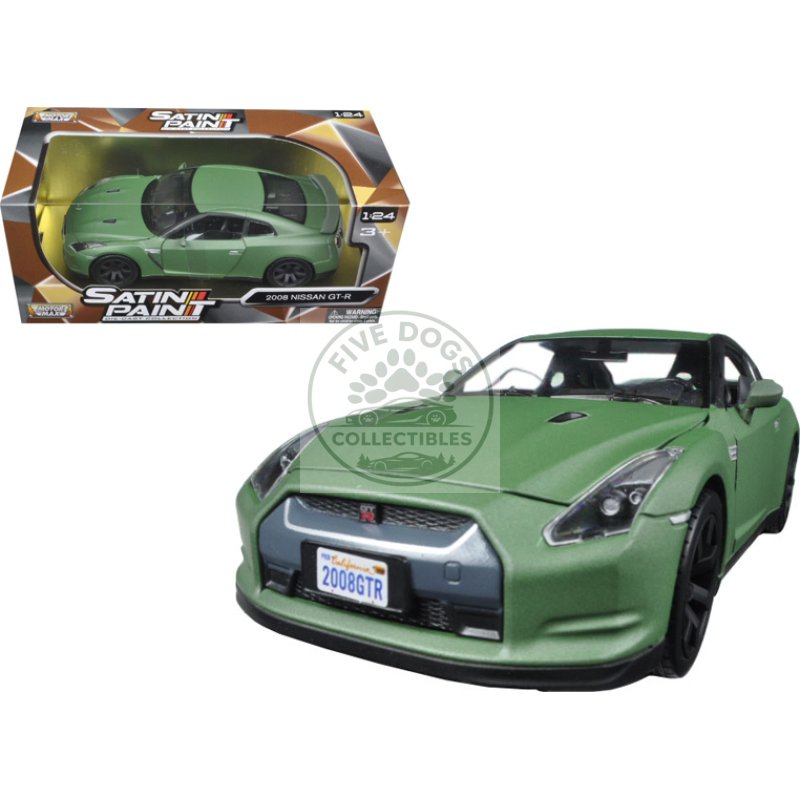 2008 nissan gt r r35 matt green 1/24 diecast model car by motormax