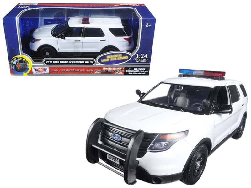 2015 ford police interceptor utility white with flashing light bar and front and rear lights and 2 sounds 1/24 diecast model car by motormax 2015 ford police interceptor utility white with flashing light bar and front and rear lights and 2 sounds 1/24 diecast model car by motormax