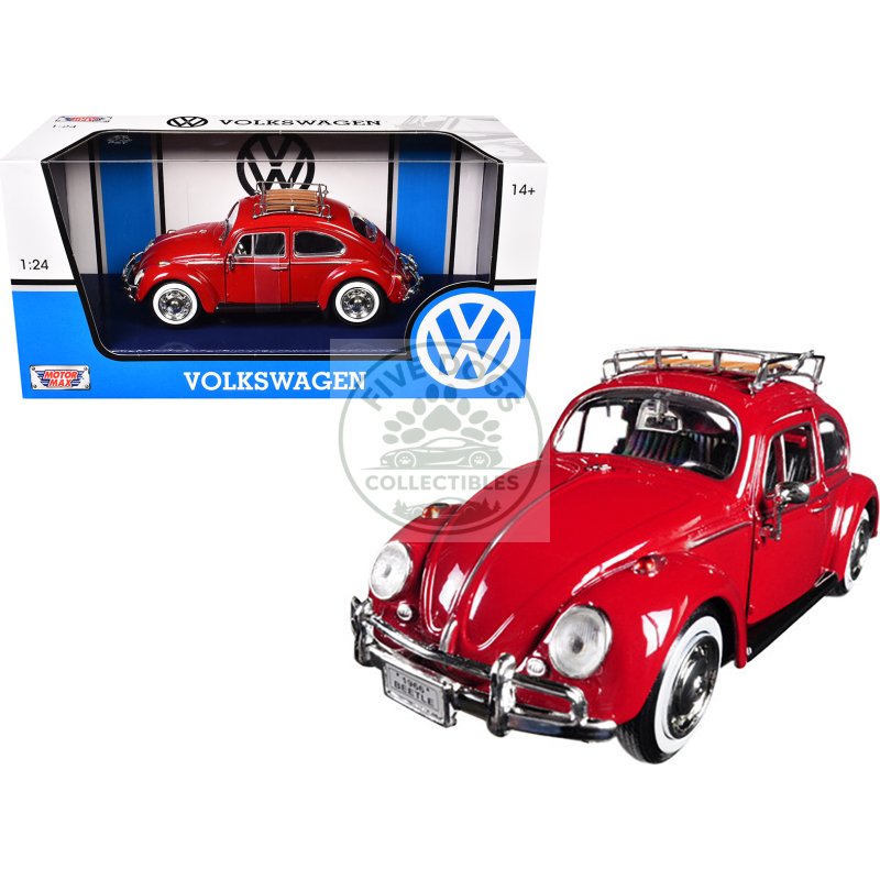 1966 volkswagen classic beetle red 1/24 diecast car model by motormax