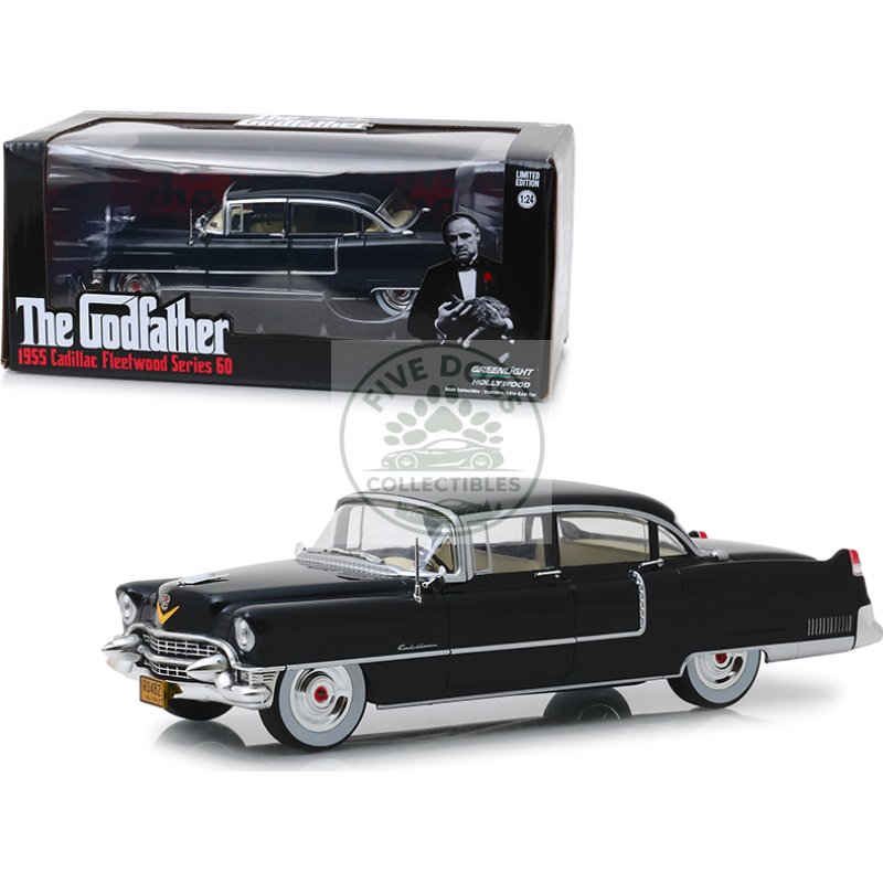 1955 cadillac fleetwood series 60 black "the godfather" (1972) movie 1/24 diecast model car by greenlight
