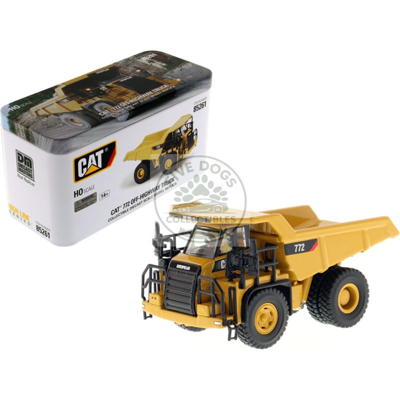 cat caterpillar 772 off highway dump truck with operator "high line" series 1/87 (ho) scale diecast model by diecast masters