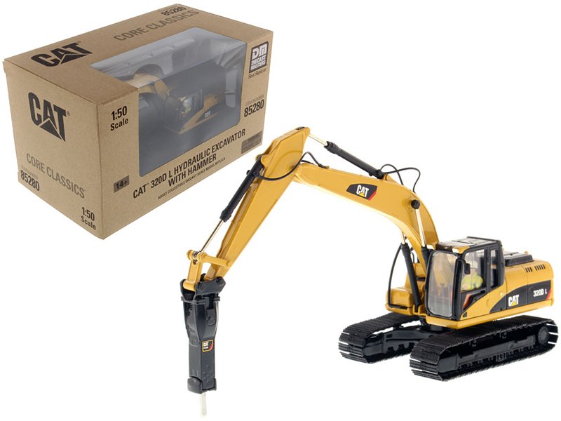cat caterpillar 320d l hydraulic excavator with hammer and operator "core classics series" 1/50 diecast model by diecast masters cat caterpillar 320d l hydraulic excavator with hammer and operator "core classics series" 1/50 diecast model by diecast masters