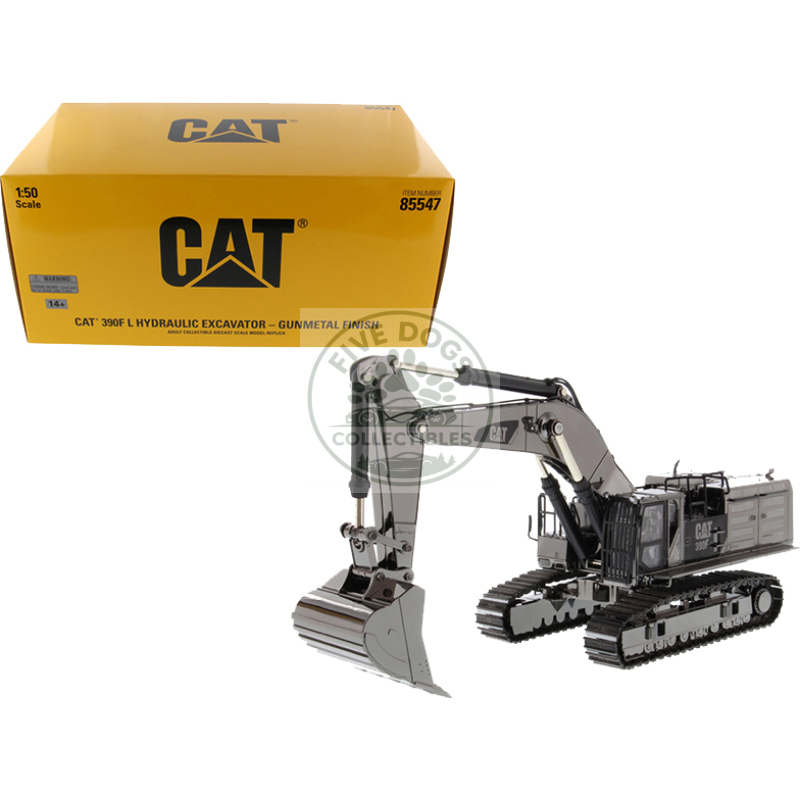 cat caterpillar 390f l hydraulic tracked excavator gunmetal "commemorative series" 1/50 diecast model by diecast masters