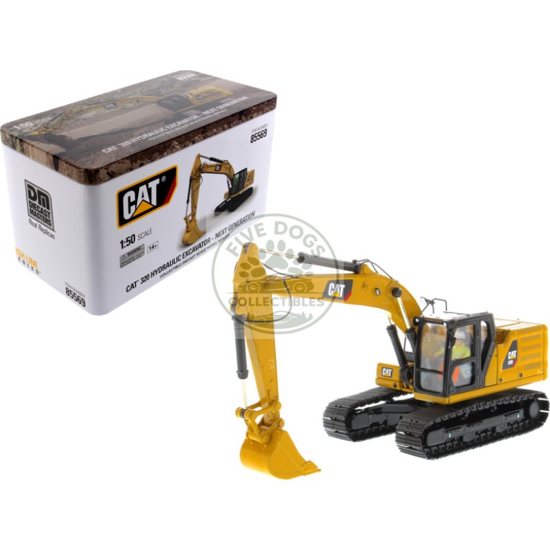 cat caterpillar 320 hydraulic excavator with operator high line series 1/50 diecast model by diecast masters