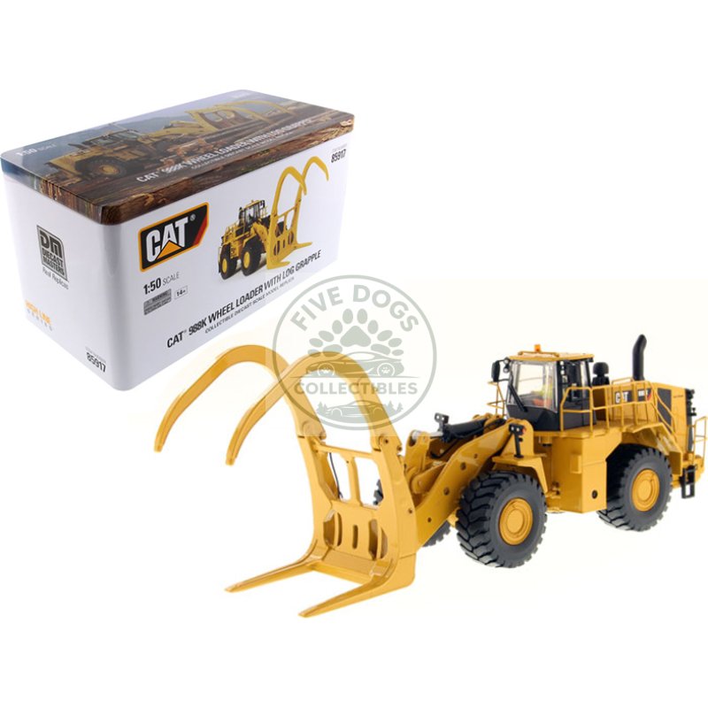 cat caterpillar 988k wheel loader with grapple with operator "high line series" 1/50 diecast model by diecast masters