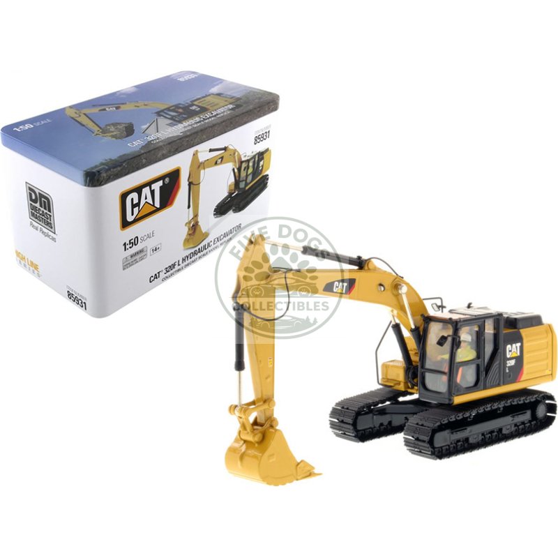 cat caterpillar 320f l hydraulic excavator with operator "high line series" 1/50 diecast model by diecast masters