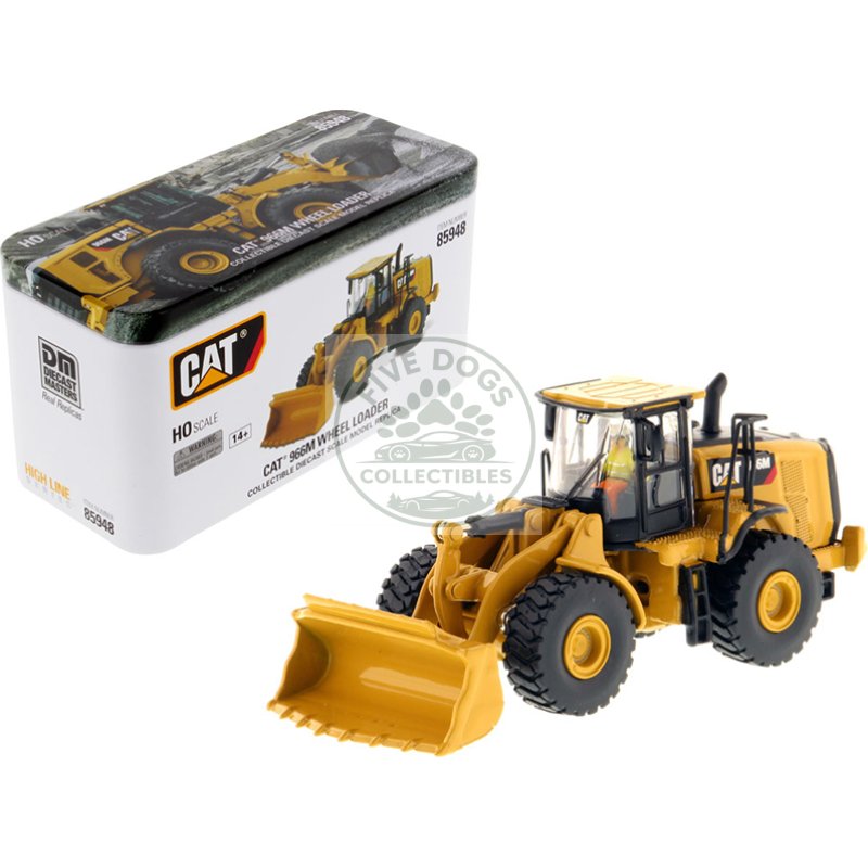 cat caterpillar 966m wheel loader with operator "high line" series 1/87 (ho) scale diecast model by diecast masters