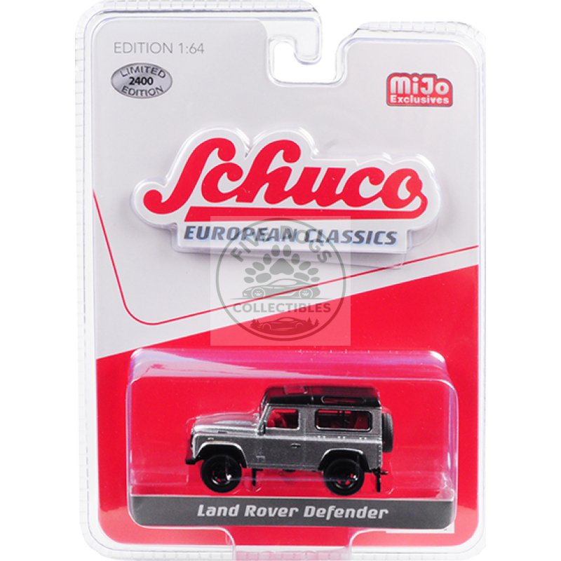 land rover defender silver "european classics" series limited edition to 2400 pieces worldwide 1/64 diecast model car by schuco