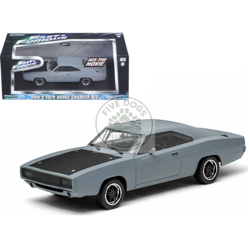 dom's 1970 dodge charger r/t primered grey "fast and furious" movie (2009) 1/43 diecast car model by greenlight
