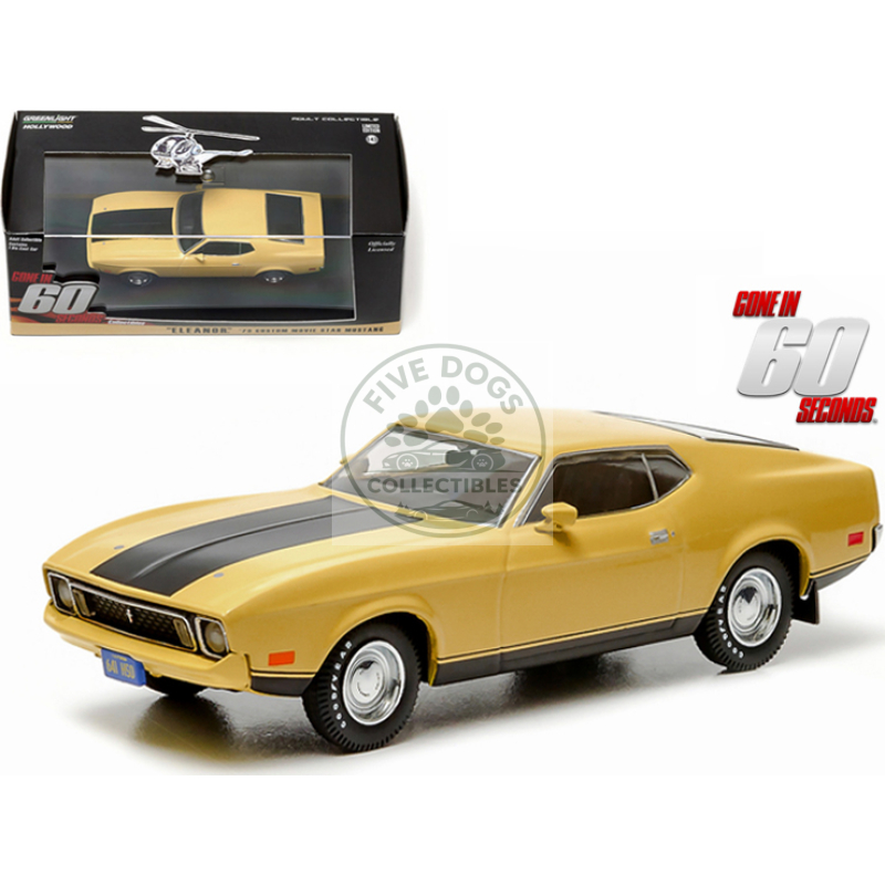 1973 ford mustang mach 1 yellow "eleanor" "gone in sixty seconds" movie (1974) 1/43 diecast model car by greenlight