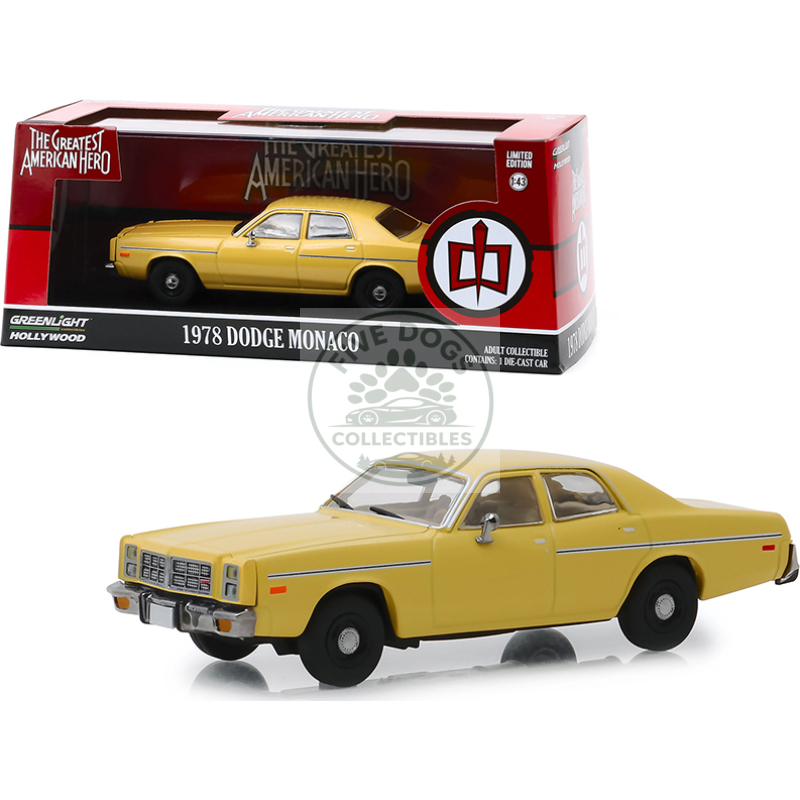 1978 dodge monaco yellow "the greatest american hero" (1981 1983) tv series 1/43 diecast model car by greenlight