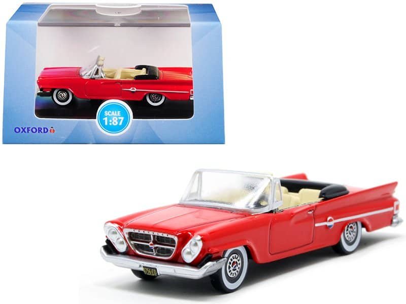 1961 chrysler 300 convertible mardi gras red 1/87 (ho) scale diecast model car by oxford diecast 1961 chrysler 300 convertible mardi gras red 1/87 (ho) scale diecast model car by oxford diecast